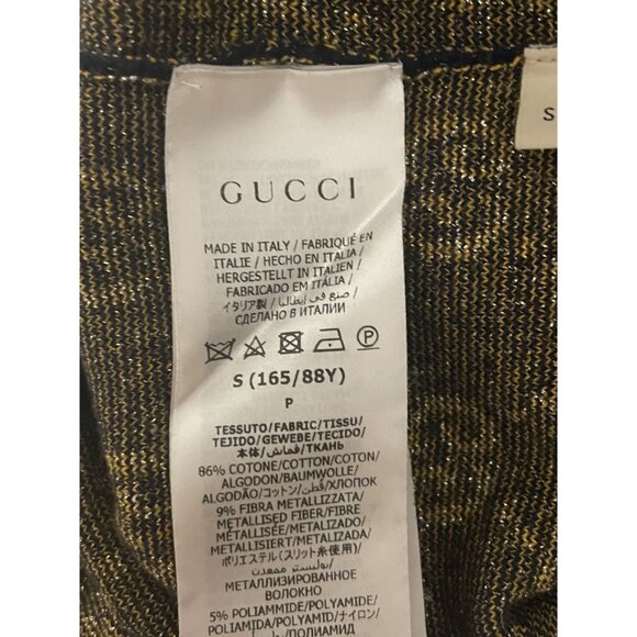 Gucci Womens Black & Gold GG Monogram Knit Short-Sleeve Dress With Pocket Detail - Picture 10 of 16